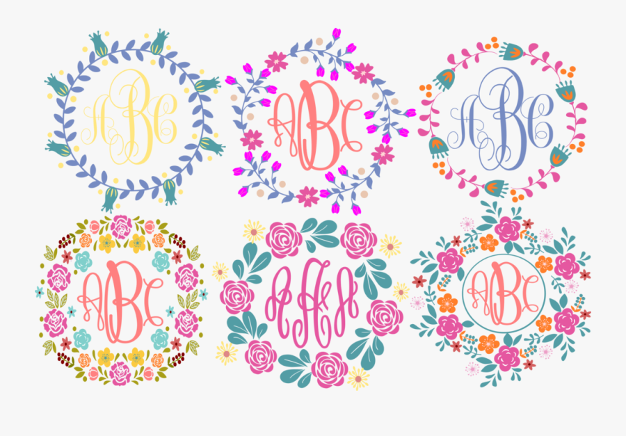 Floral Flower Wreaths Frames - Floral Monogram Frame Svg, Transparent Clipart