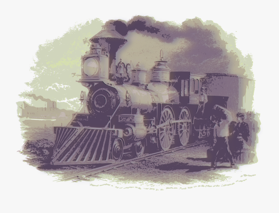 Vintage Train - Victorian Era Steam Engine, Transparent Clipart