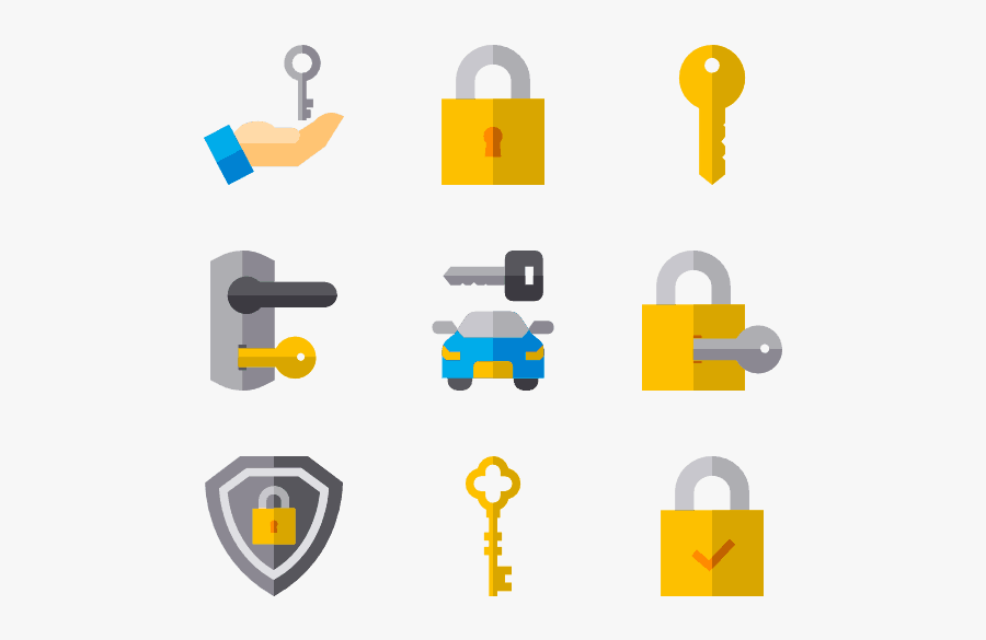 Img - Lock And Key Icons, Transparent Clipart
