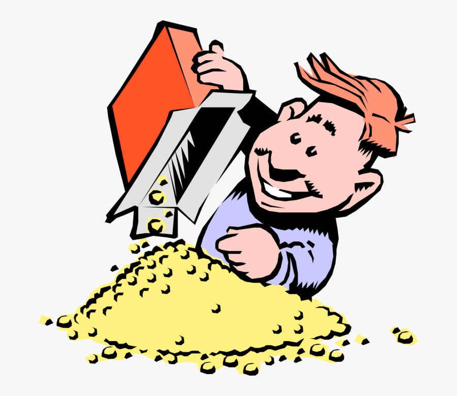 Vector Illustration Of Boy Checks Cereal Box For Prize - Cartoon Cereal, Transparent Clipart