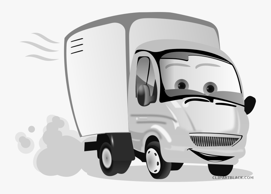 Moving Truck Clipart Black And White - Yellow Cartoon Moving Truck, Transparent Clipart