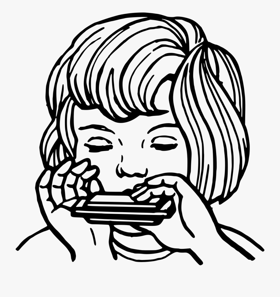 Girl Playing Harmonica - Girl Playing Harmonica Clipart, Transparent Clipart