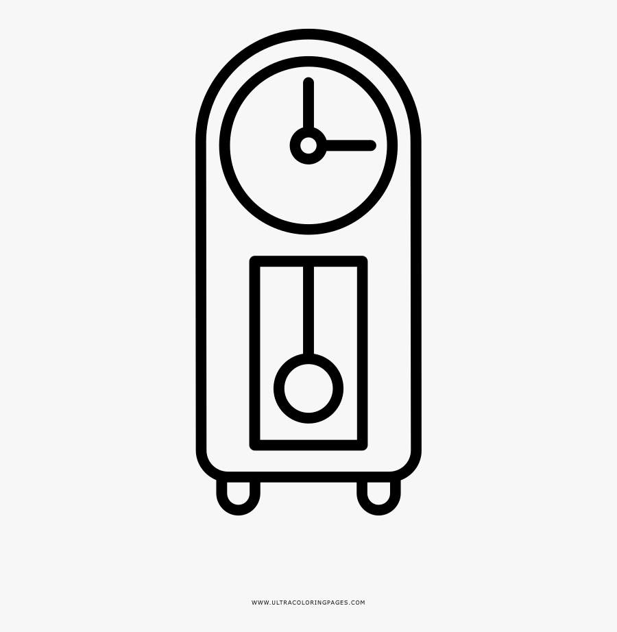 Grandfather Clock Coloring Page - Line Art, Transparent Clipart