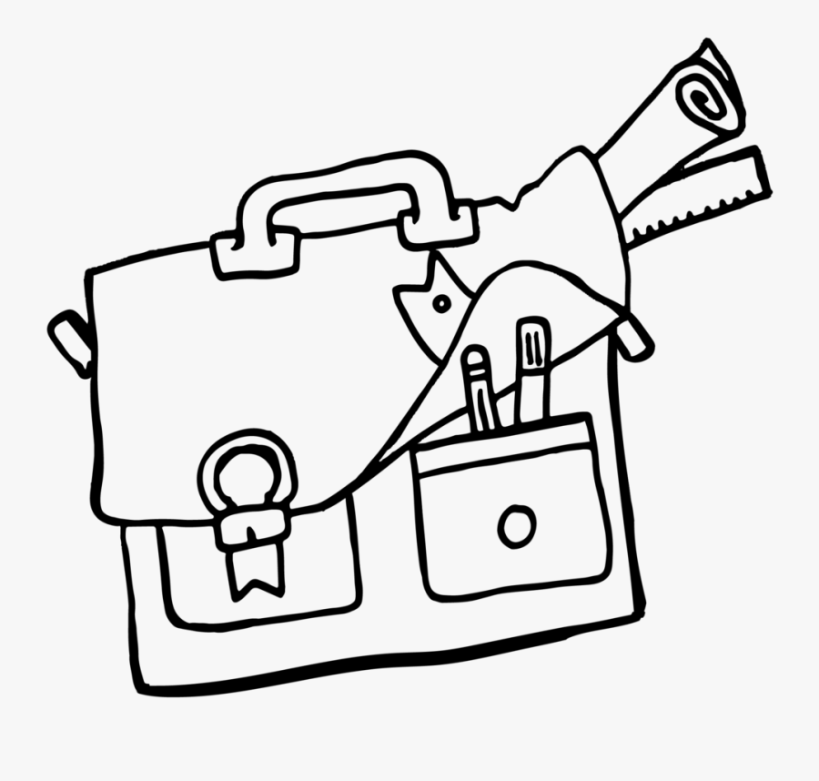 Teacher Bag Logo-05 White - Line Art, Transparent Clipart