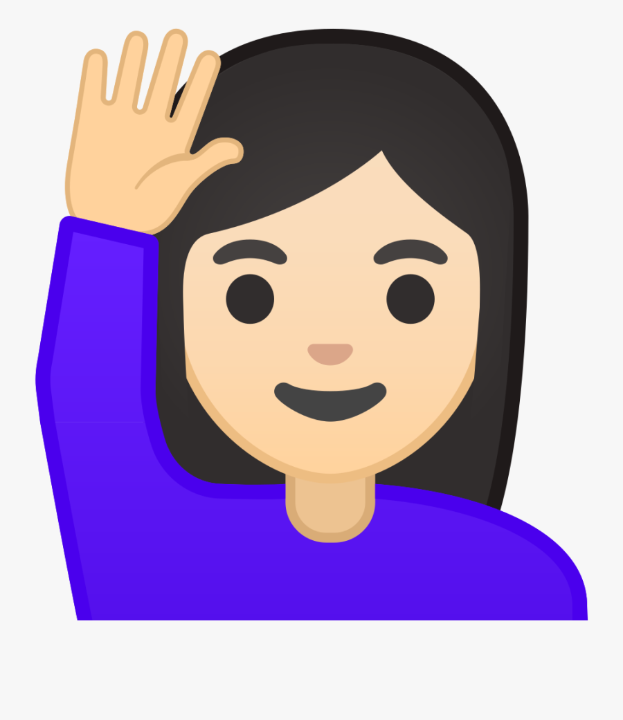 Woman Raising Hand Light Skin Tone Icon - Hand Raise Emoji, Transparent Clipart