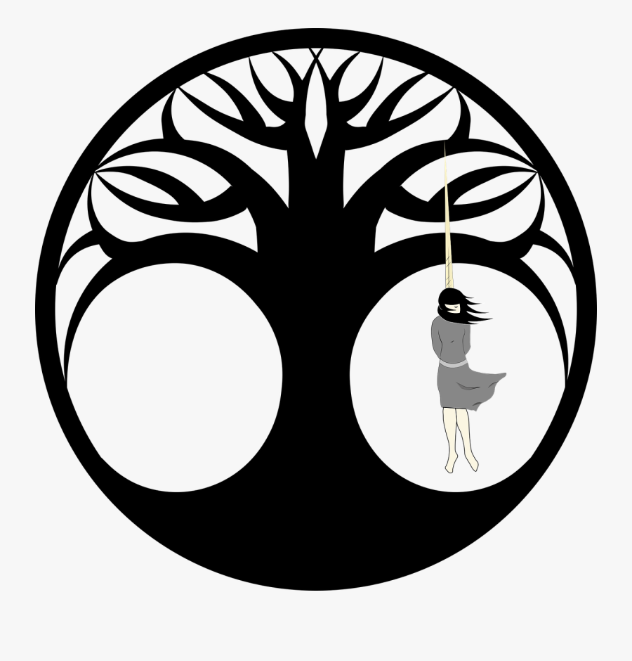 Tree Of Death, Silhouette, Black, White, Suicide, Hang - Tree Of Life Silhouette Png, Transparent Clipart