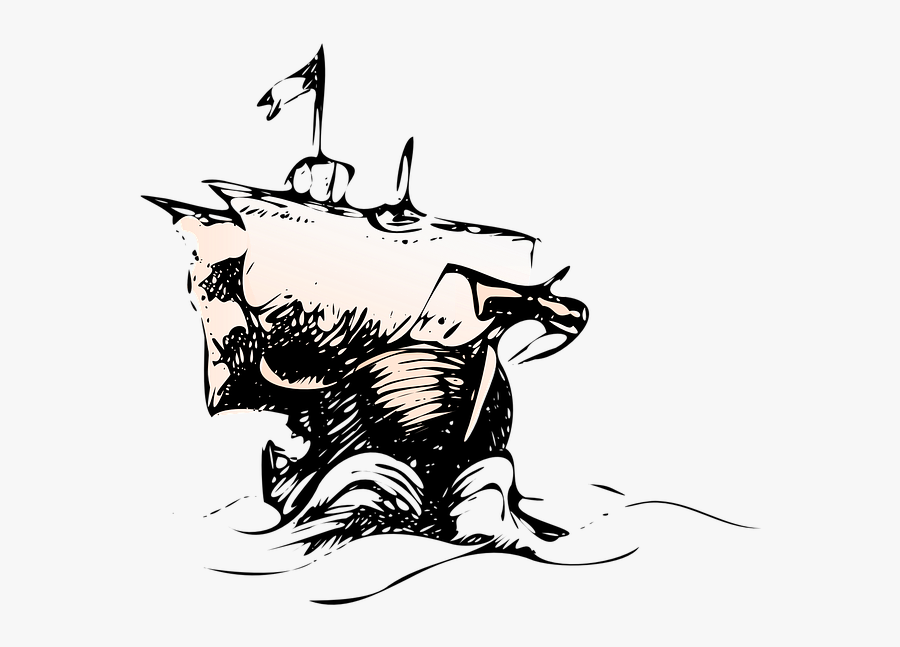 Old, Water, Cartoon, Storm, Navy, Ship, Boat, Pirate, Transparent Clipart