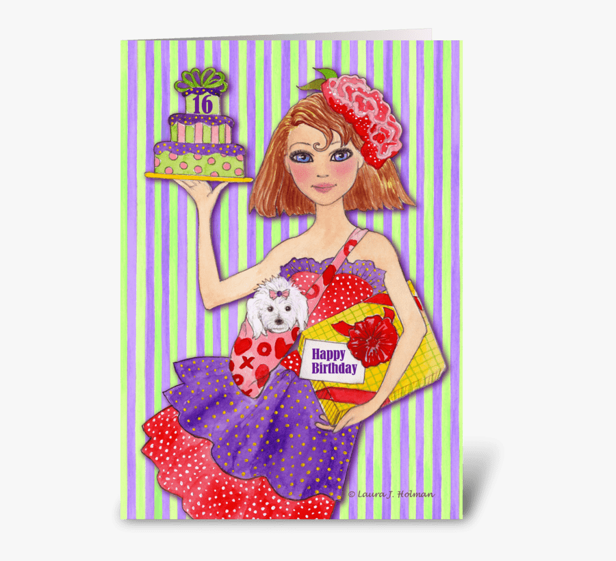 Happy Birthday Sweet Sixteen Greeting Card - Happy Birthday Sweet Sixteen, Transparent Clipart