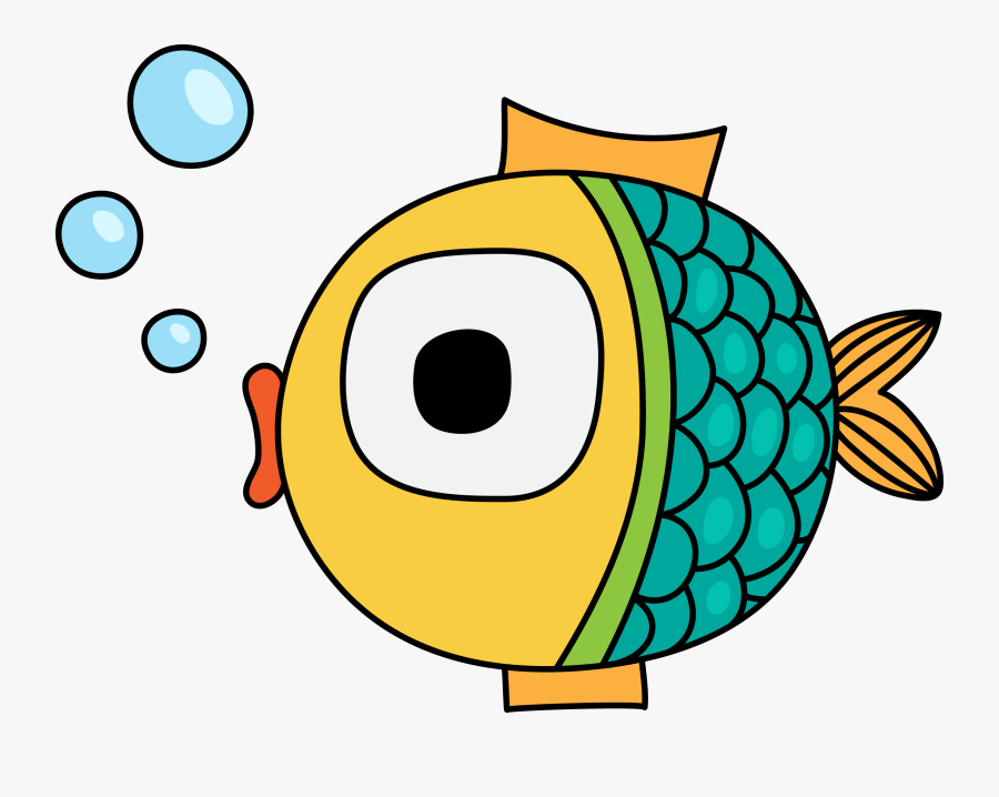 Transparent Colored Fish Clipart - Fish Drawing Color, Transparent Clipart