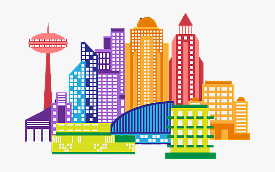 Drawing Buildings City Skyline - Clipart Cartoon City Skyline, Transparent Clipart