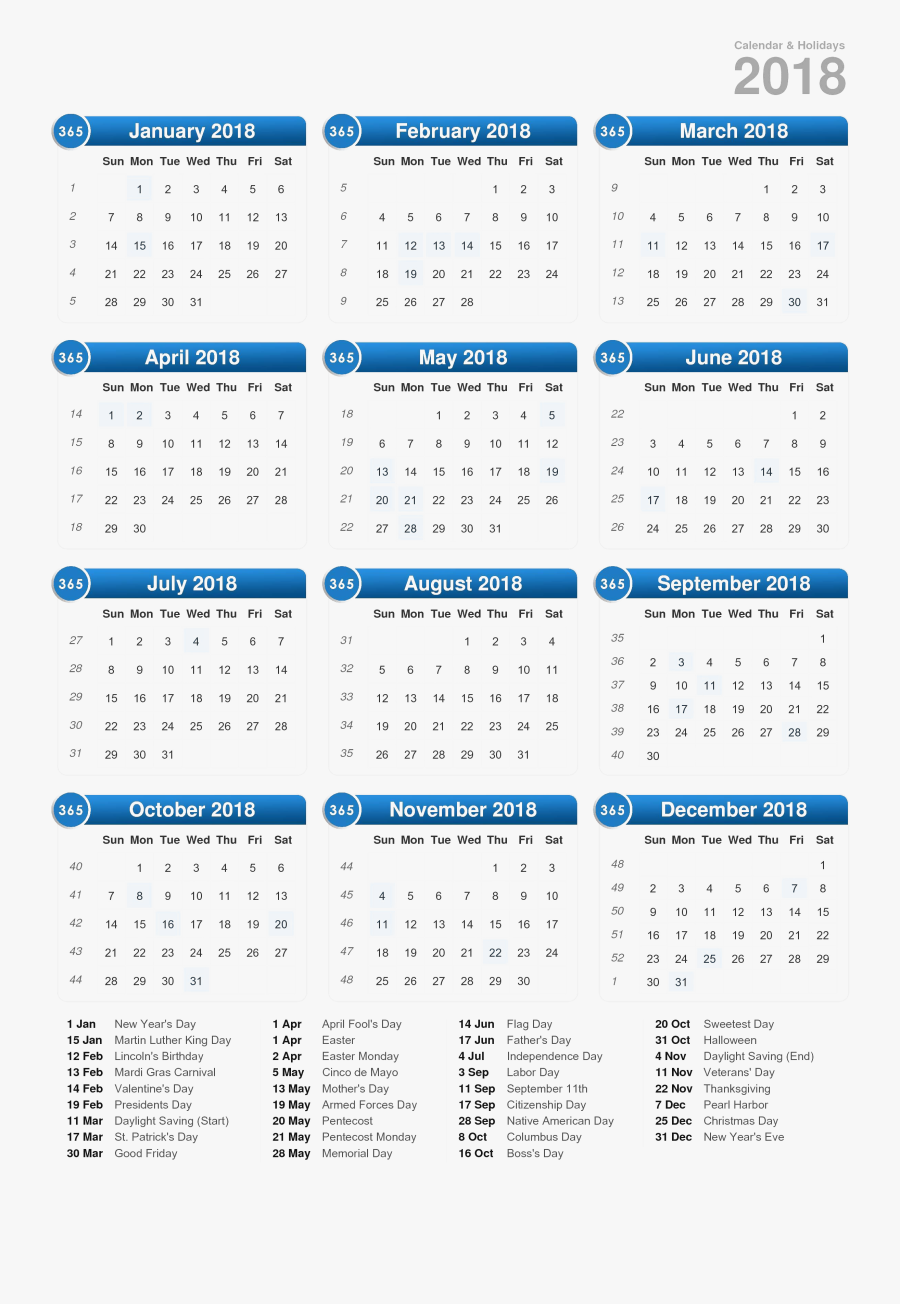 Download 2018 Calendar Png Photo - 2020 Calendar Festival List, Transparent Clipart