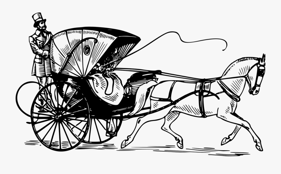 Blinkers, Bridle, Cab, Cabriolet, Carriage, Collar - Horse Cart Clipart Black And White, Transparent Clipart