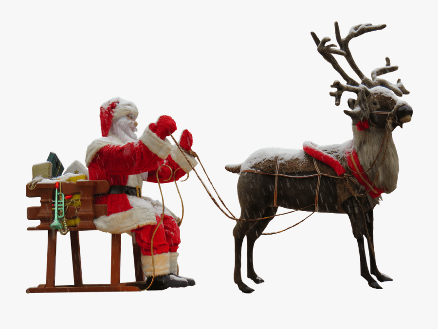 Santa Claus And Reindeer Clip Arts - Santa Claus Deer Png, Transparent Clipart