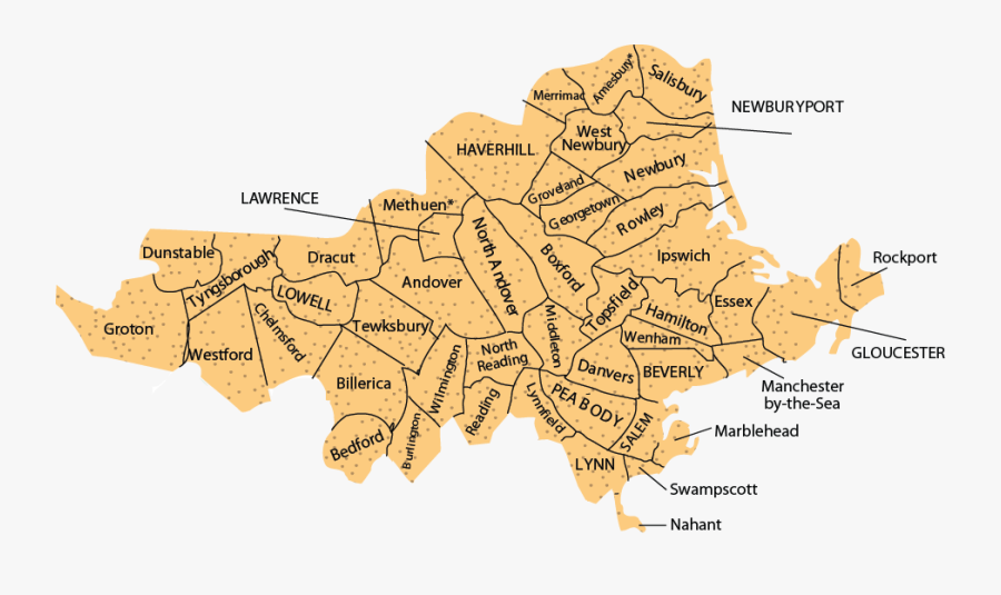 Map Of Towns In Northeast Network - Map Of Northeast Massachusetts, Transparent Clipart
