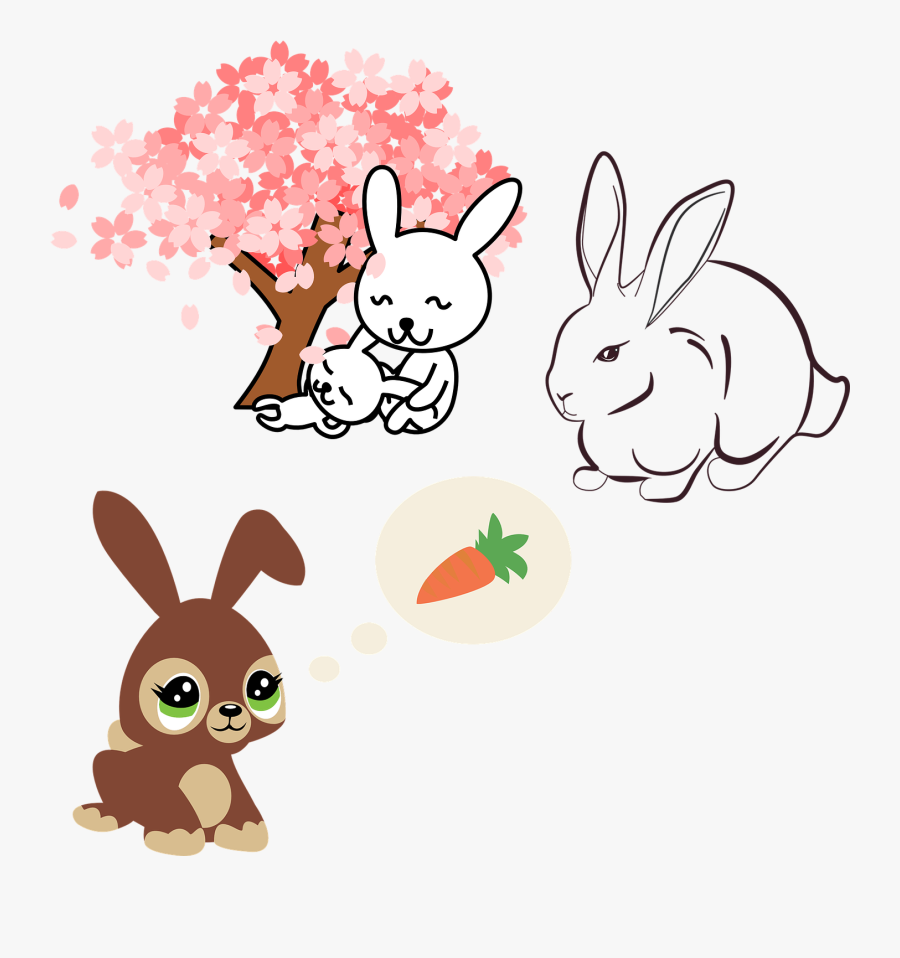 Rabbit Clip Art - Chinese Cherry Blossom Cartoon, Transparent Clipart