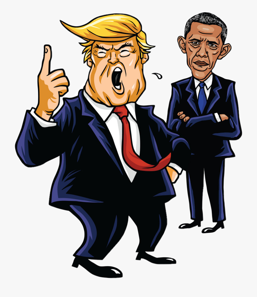 #caricature #america #trump #obama #donaldtrump #barackobama - Donald Trump Cartoon Style, Transparent Clipart
