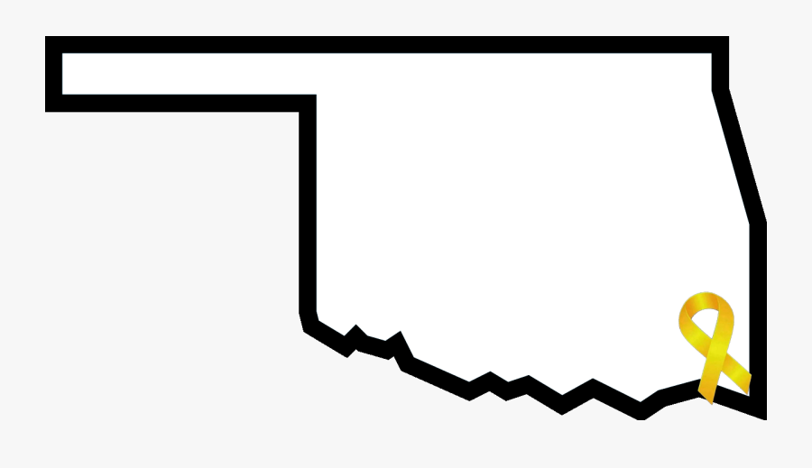 Outline Of Oklahoma With A Yellow Awareness Ribbon - Oklahoma State Flag Transparent, Transparent Clipart