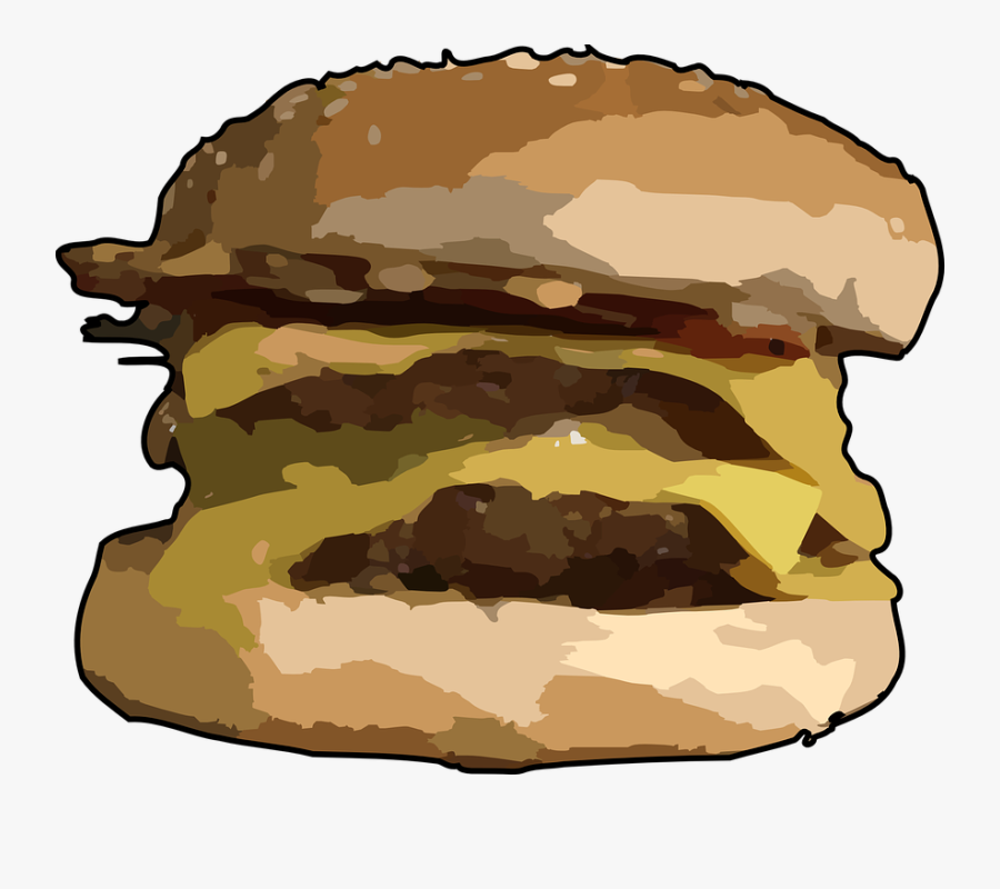 Salami Sandwich Cliparts 28, - Aa Double Cheeseburger, Transparent Clipart