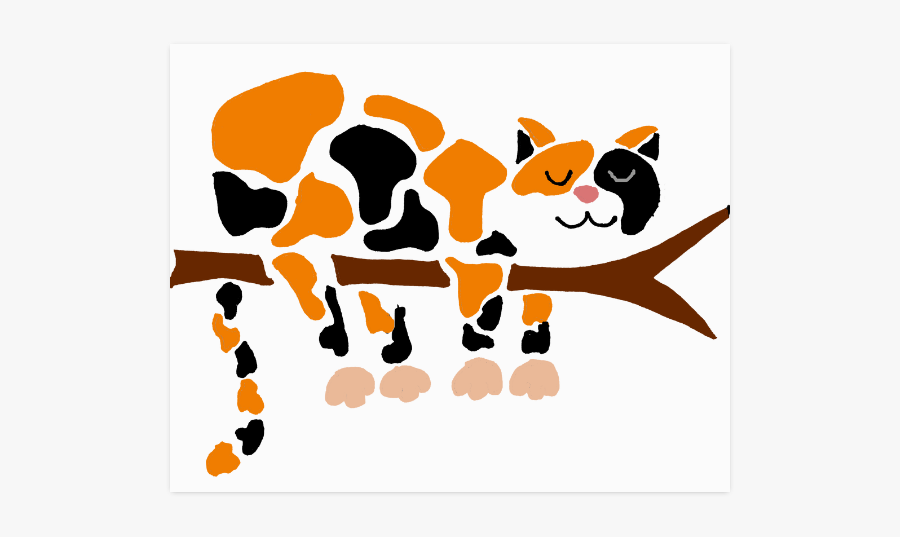Funny Funky Calico Cat In Tree Poster 20"x16", Transparent Clipart