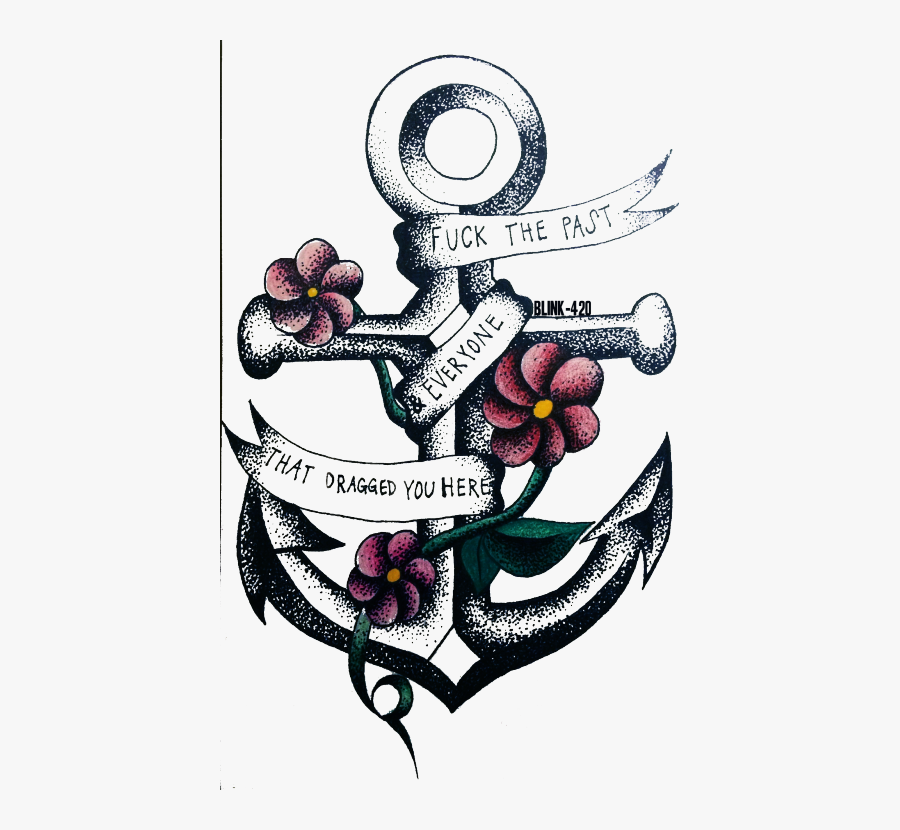 Drawing Lyrics Pop Punk - Anchor Drawing With Flowers, Transparent Clipart