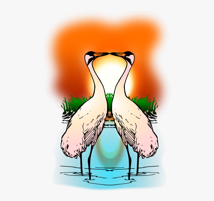 Two Love Whooping Crane Vector - Two Cranes Love, Transparent Clipart