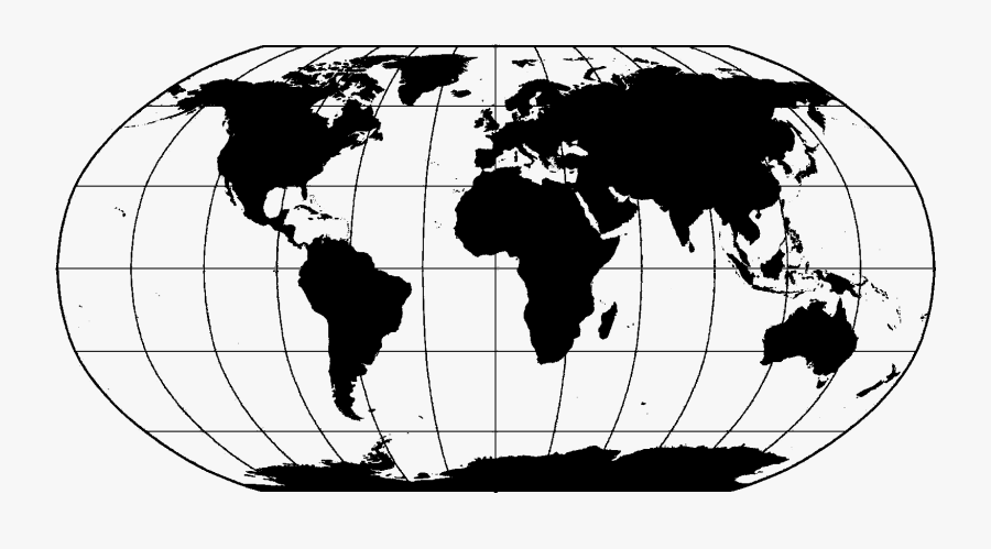 Clip Art Map Of The World In Black And White - World Map Black And White Png, Transparent Clipart