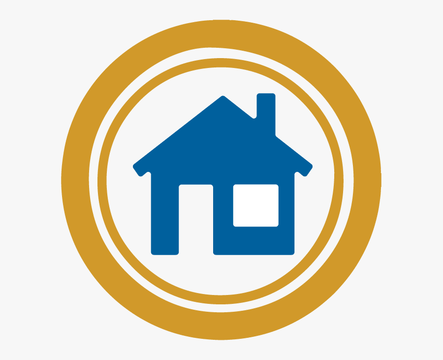 Blue House In Double Yellow Circle - Yellow Double Logo Circle, Transparent Clipart