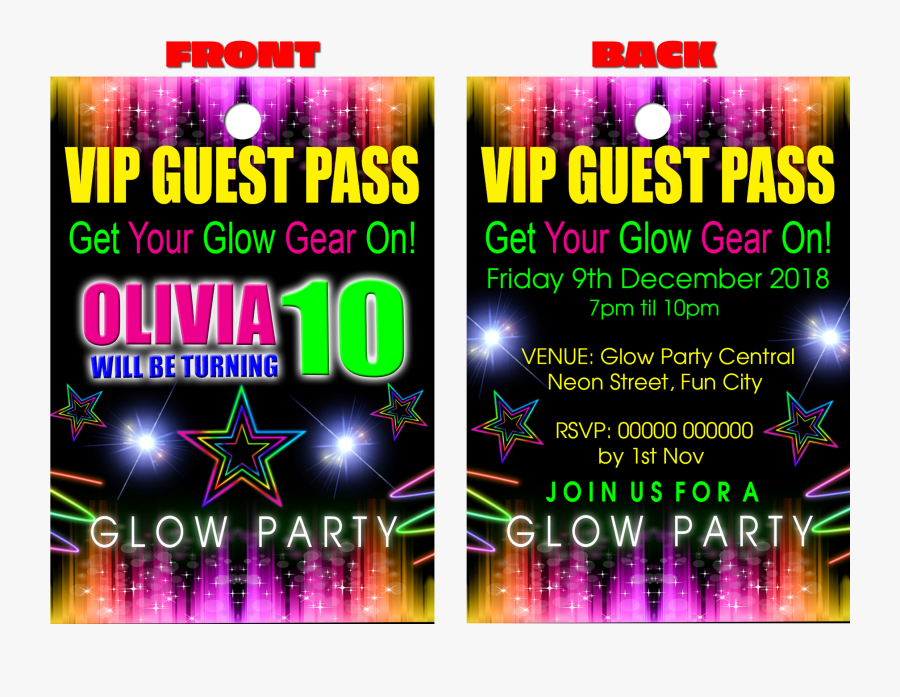 Clip Art Neon Party Invitation - Graphic Design, Transparent Clipart