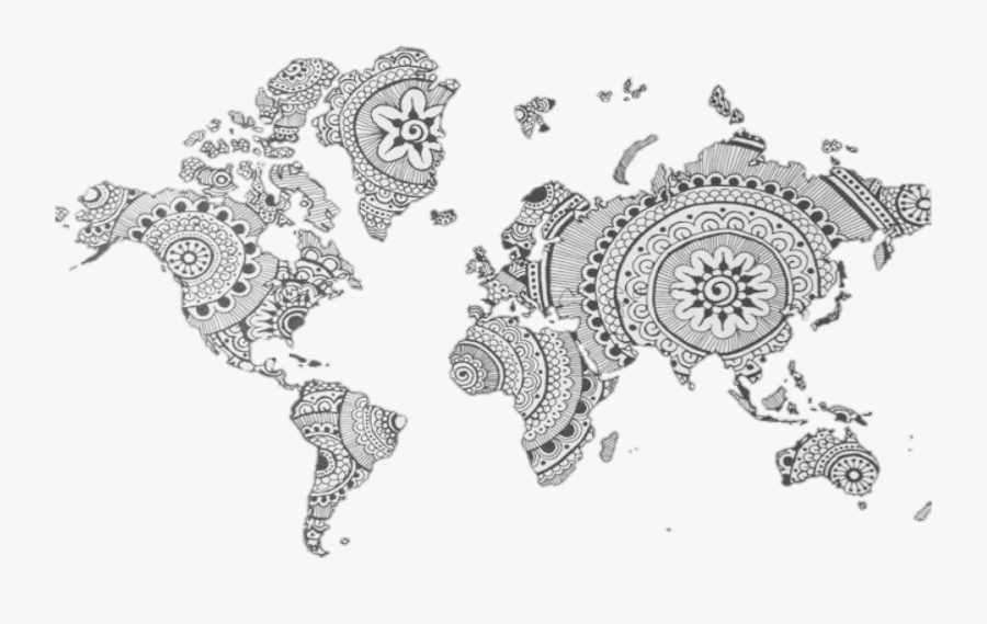 Mandala World Map Drawing, Transparent Clipart