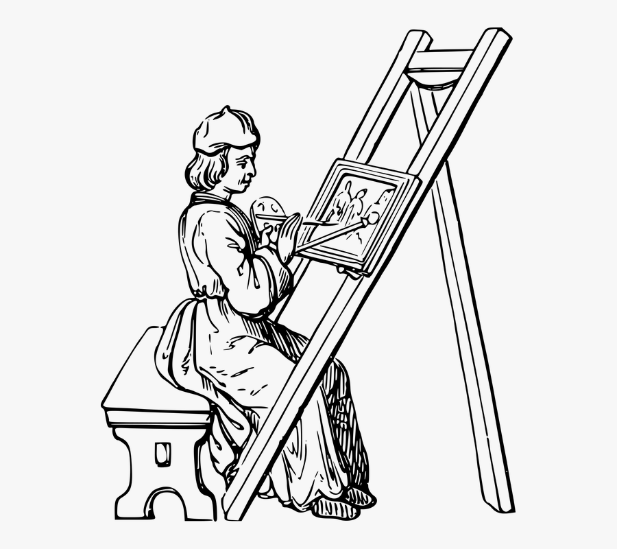 Art, Artist, Paint, Painter, Painting, People - Drawing Of An Artist Painting, Transparent Clipart