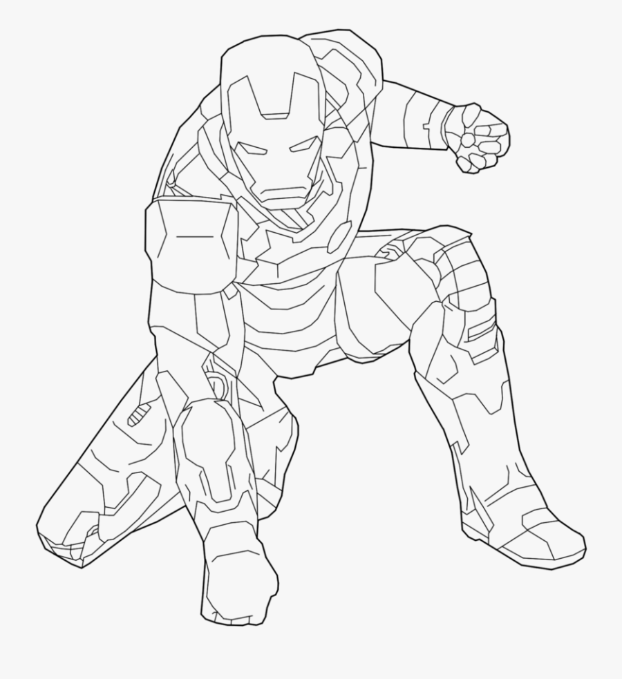 Iron Man Line Drawing, Transparent Clipart