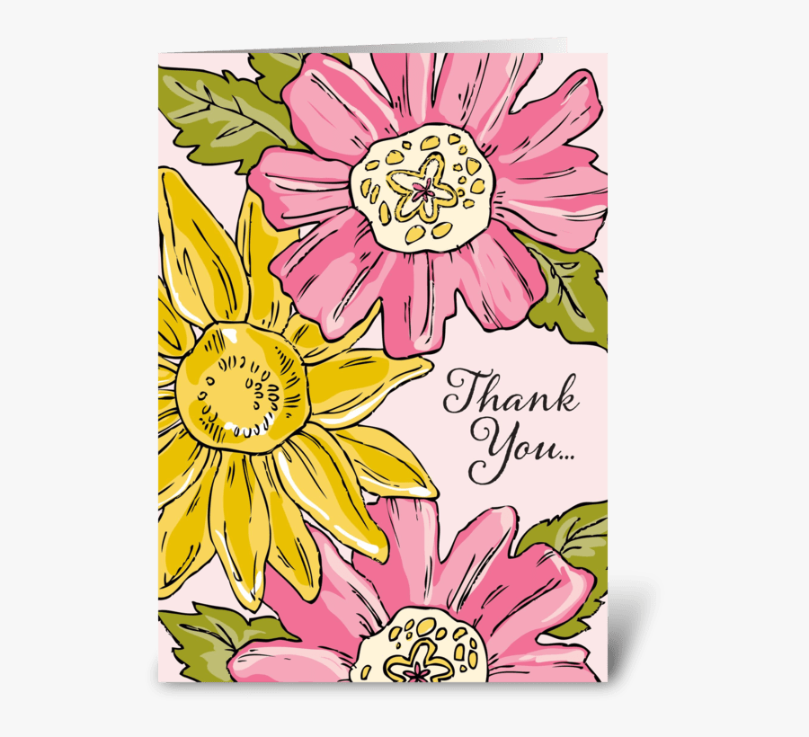 Floral Thank You Greeting Card - Sunflower, Transparent Clipart