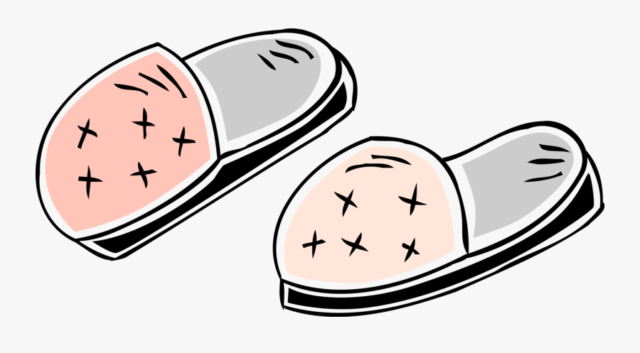 Vector Illustration Of Slip-on Bedroom Slippers Footwear - Hausschuhe Clipart, Transparent Clipart