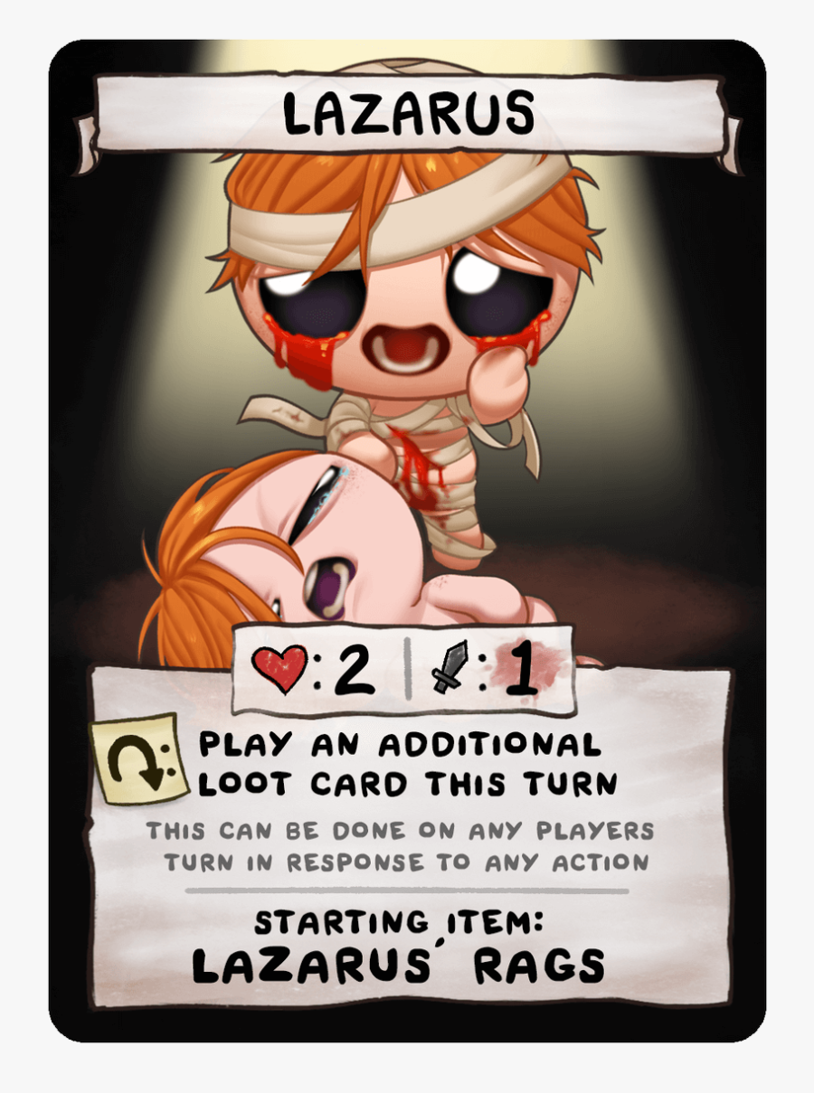 Lazarus - Binding Of Isaac Four Souls Characters, Transparent Clipart