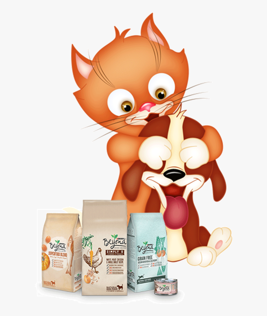 Purina Food Grocery Beyond Dog Food Simply 9, 4 Lbs - Cartoon Cat And Dog Clipart, Transparent Clipart