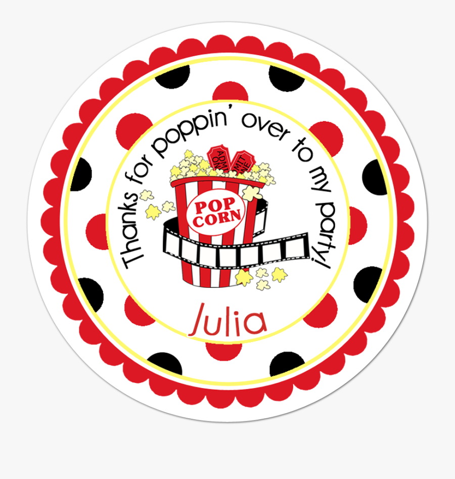 Movie Theater Wide Polka Dot Border Personalized Sticker - Teacher Thank You Labels, Transparent Clipart