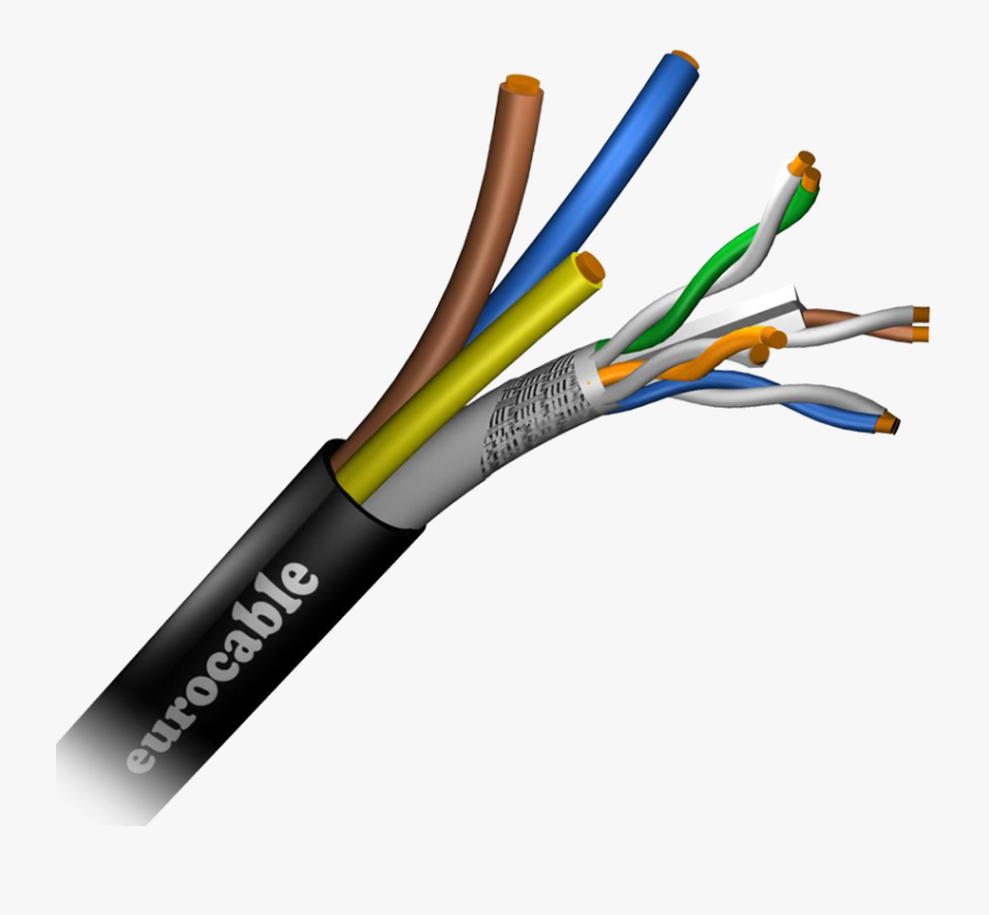 Hybrid Ethernet Power Cable, Transparent Clipart