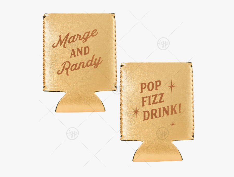 Personalized Metallic Gold Flat Can Cooler With Copper - Label, Transparent Clipart