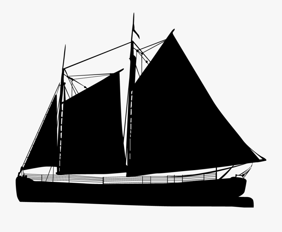 Sailing Ship Brigantine Boat Vector Graphics - Ship Silhouette Png, Transparent Clipart