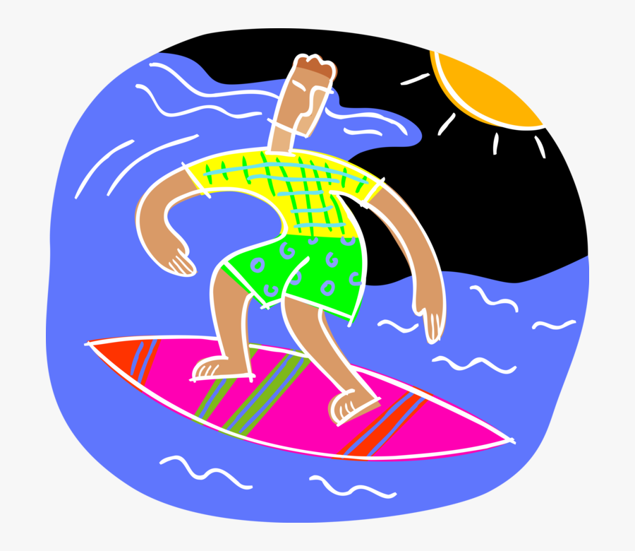 Surfs Waves On Surfboard - Surfing, Transparent Clipart