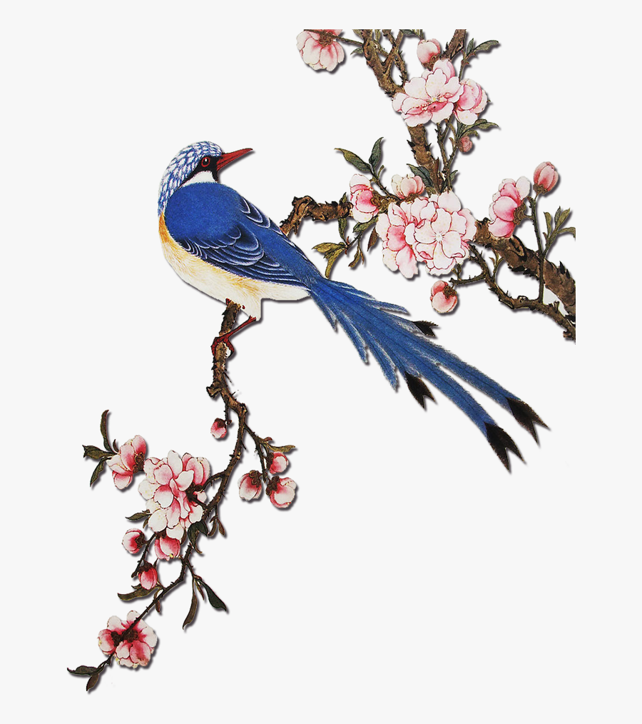 Clip Art Flowering Peach Tree - Chinese Flowers And Birds, Transparent Clipart