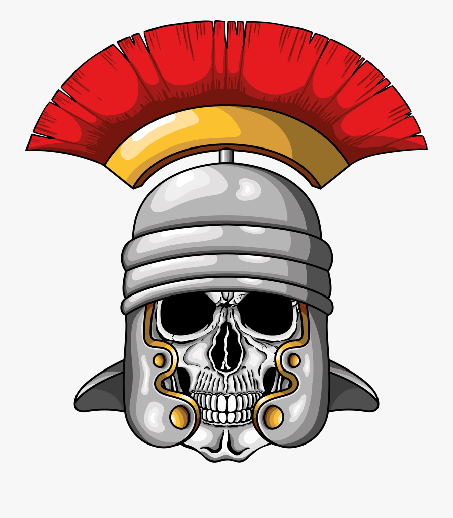 Illustration Of Centurion Human Skull With Roman Helmet,, Transparent Clipart