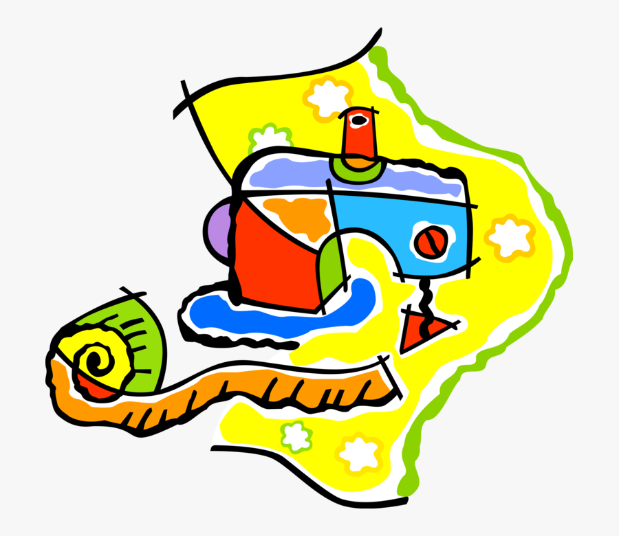 Vector Illustration Of Home Sewing Machine For Stitching, Transparent Clipart