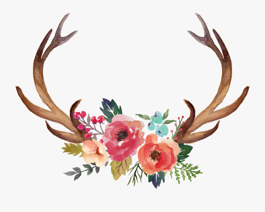 Deer Antler Flower Clip, Transparent Clipart