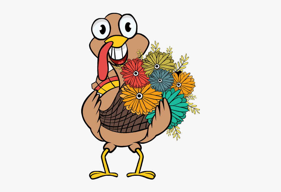 Clip Art Thanksgiving Turkey Flowers Basket 100082 - Turkey Meat, Transparent Clipart