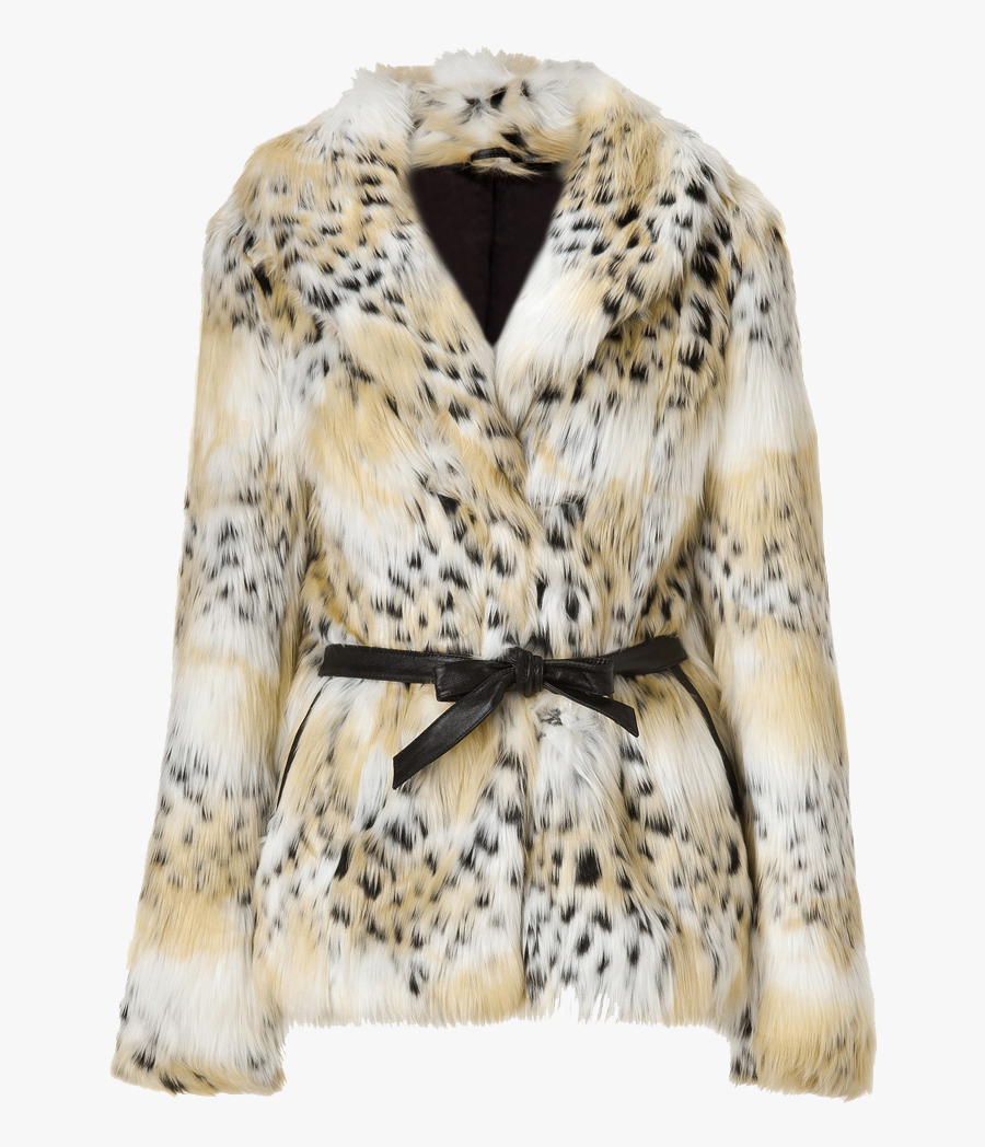 Rachel Zoe Tonal Cream Cheetah Faux Macgraw Jacket - Png Fur Coat, Transparent Clipart