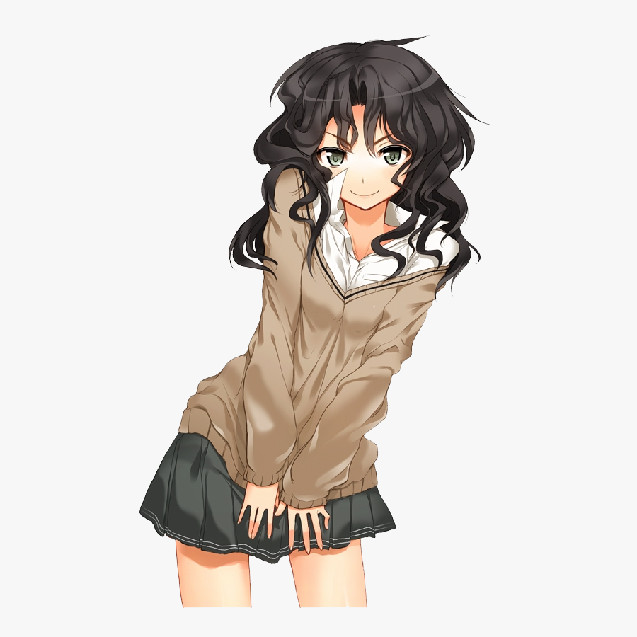 Transparent Black Hair Model Png - Curly Haired Anime Girl, Transparent Clipart
