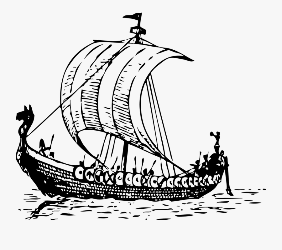Viking Boat Drawing - Viking Ship Clip Art, Transparent Clipart