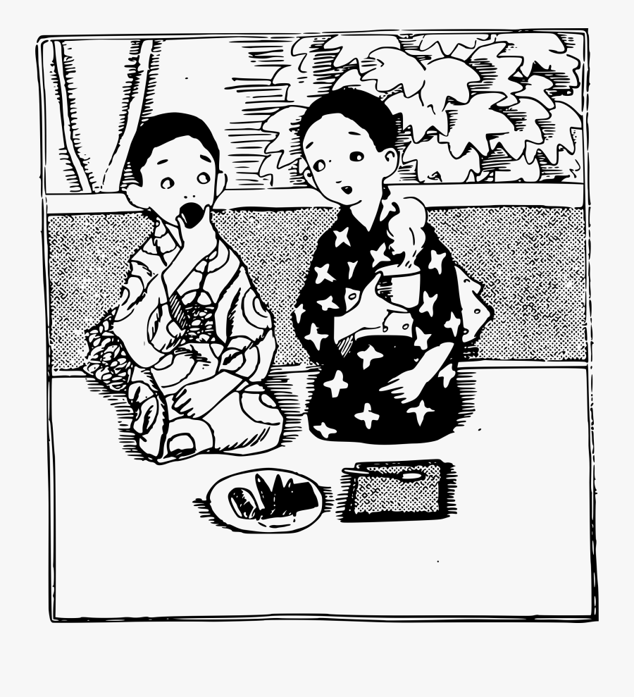 Transparent Kids Sitting Png - Drawing Of Japanese Child, Transparent Clipart