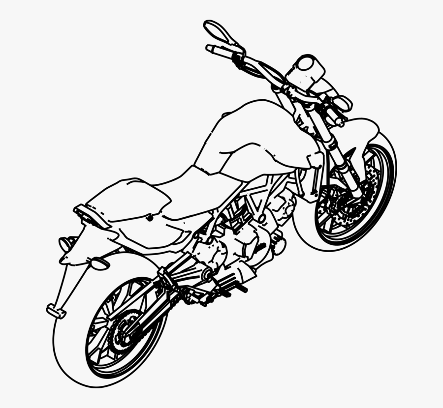 Bicycle,monochrome Photography,artwork - Motorbike Isometric View, Transparent Clipart